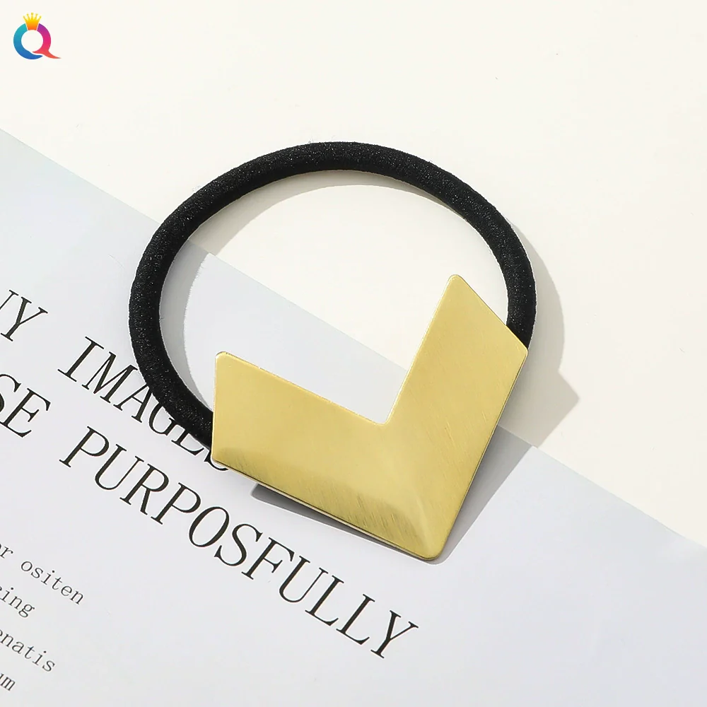 Women's Handmade Geometric Metal Cut Out Towel Hair Accessories Hair Ring Hair Tie - Image 8