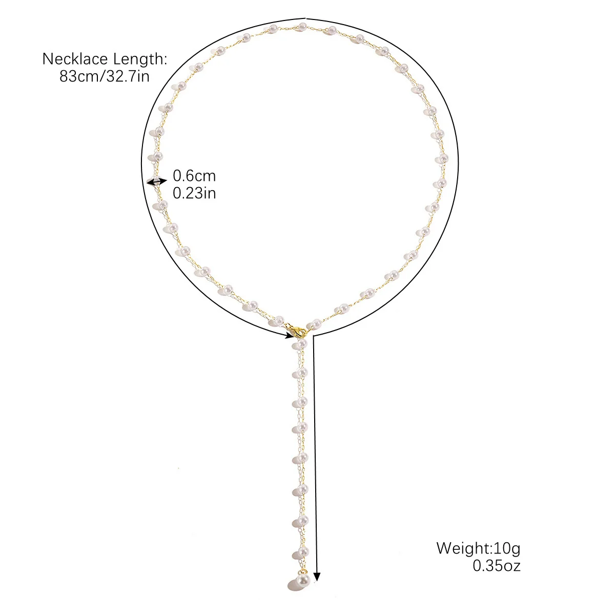 Women's Handmade Long Necklace Artificial Crystal Pearl Chain Drop Shape Geometric Electroplating - Image 7