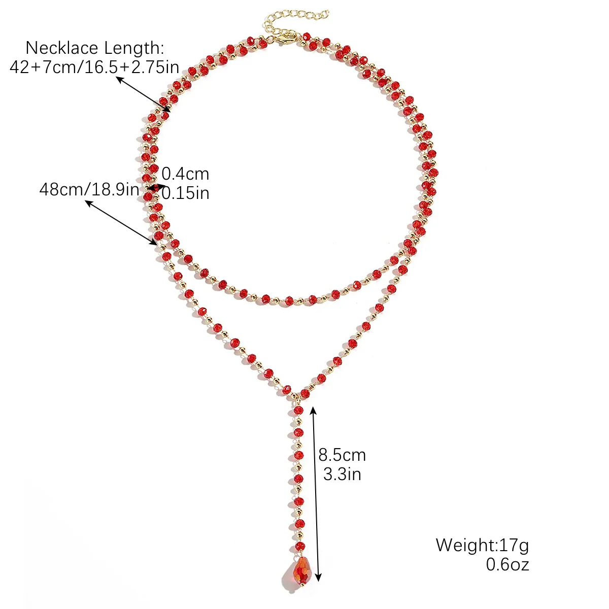 Women's Handmade Long Necklace Artificial Crystal Pearl Chain Drop Shape Geometric Electroplating - Image 8
