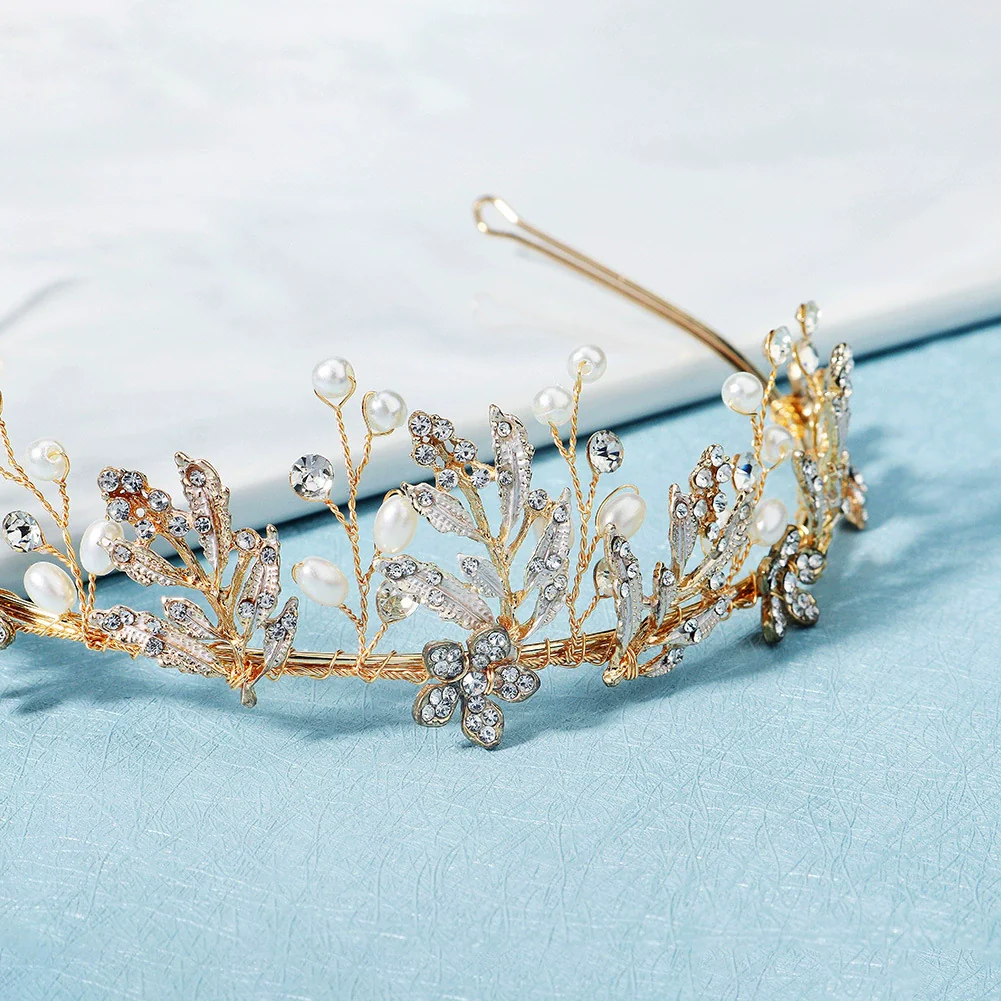 Women's Handmade Pearl Crown Style Hair Accessories For Wedding - Image 3