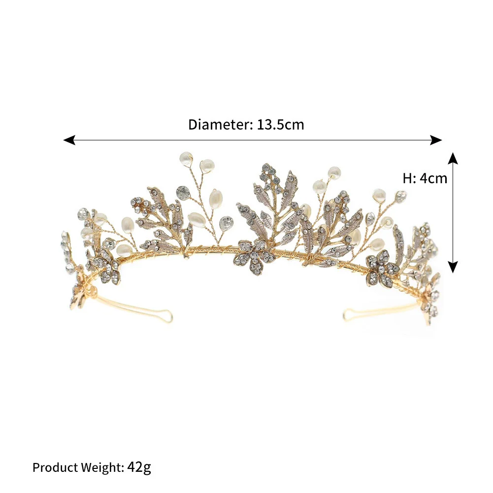Women's Handmade Pearl Crown Style Hair Accessories For Wedding - Image 6