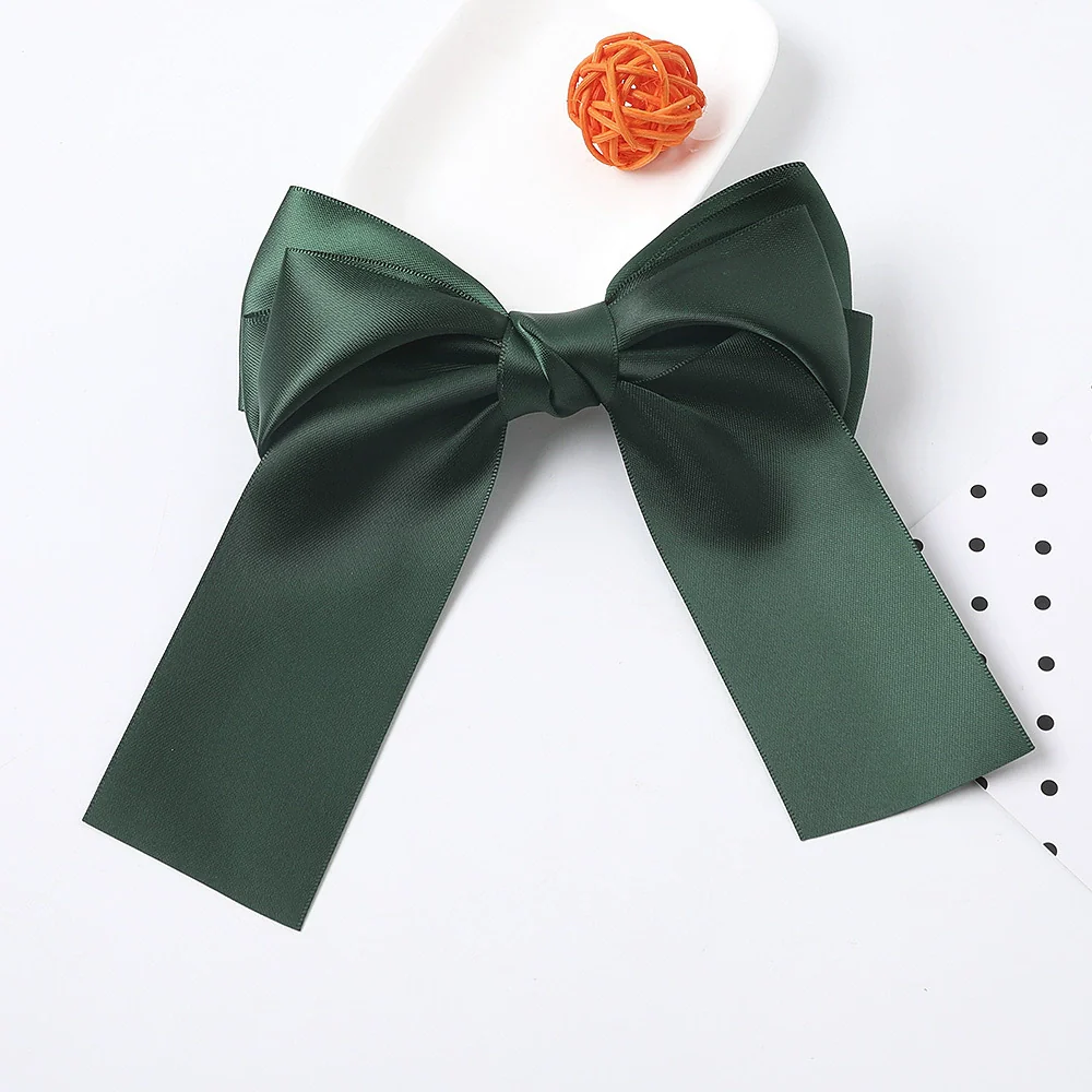 Women's Handmade Three Layer Satin Fabric Double Sided Band Spring Clip Hairpin - Image 10