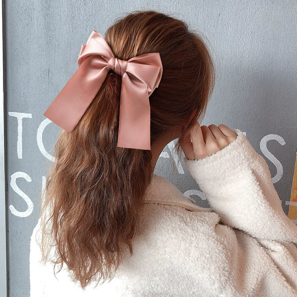 Women's Handmade Three Layer Satin Fabric Double Sided Band Spring Clip Hairpin - Image 2