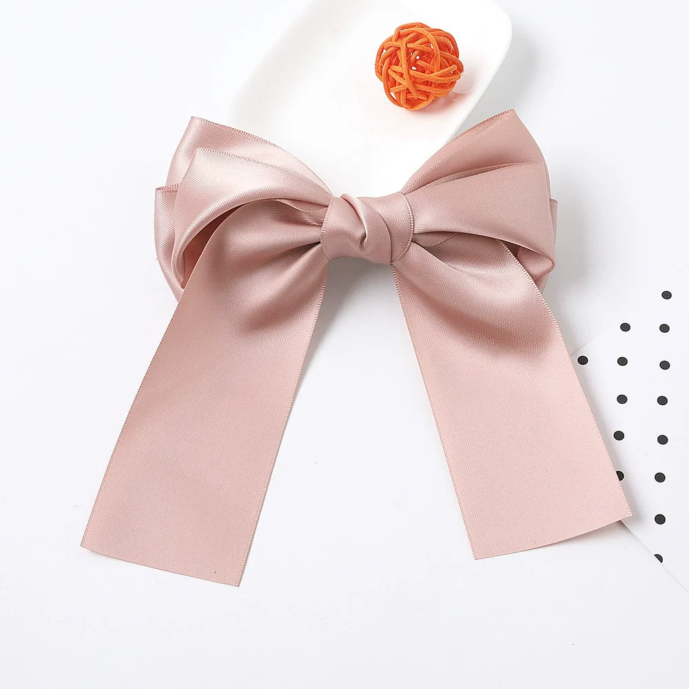 Women's Handmade Three Layer Satin Fabric Double Sided Band Spring Clip Hairpin - Image 8