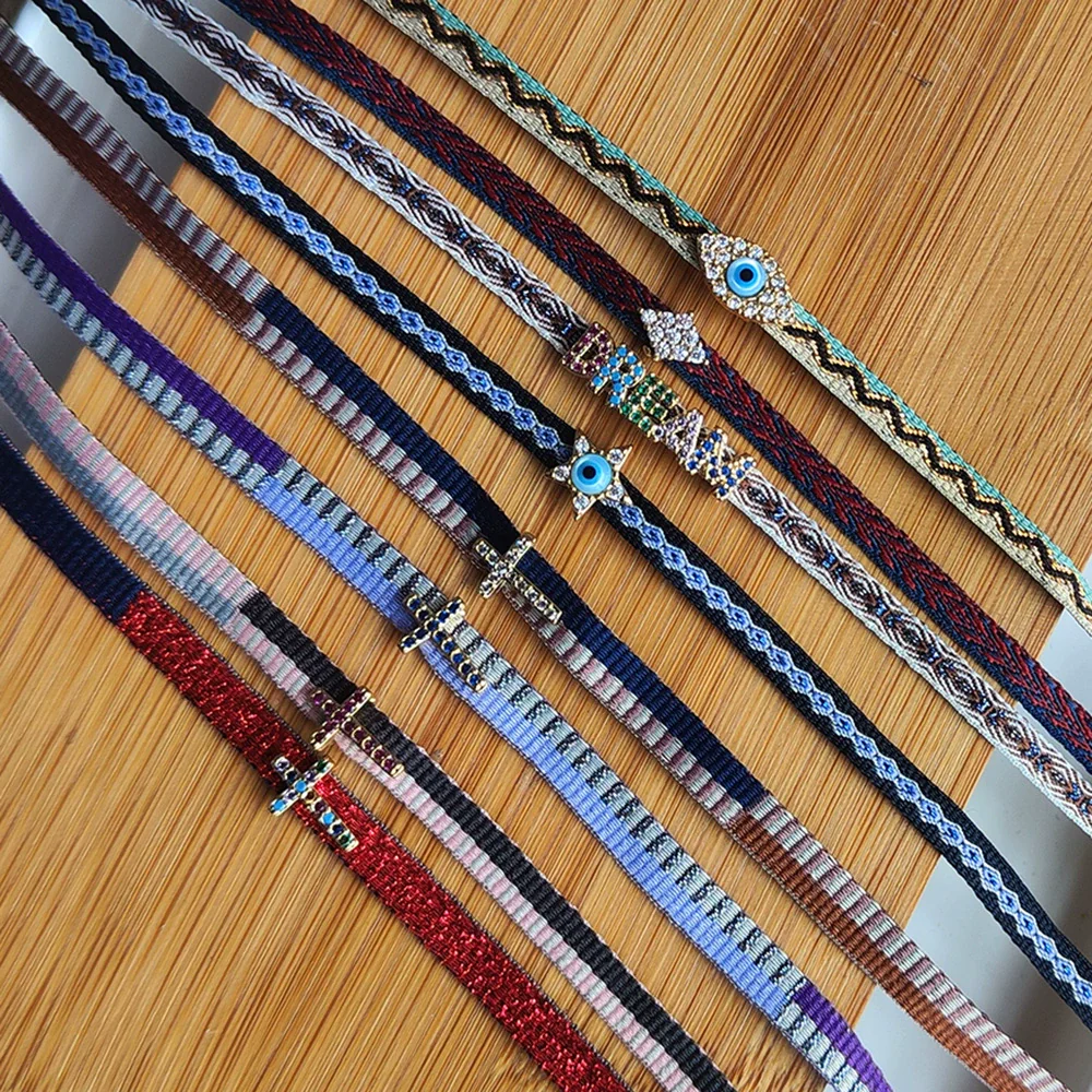 Women's Handwoven Metal And Organic Glass Geometric Ball Chain Evil Eye Necklace