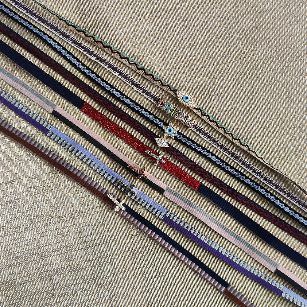 Women's Handwoven Metal And Organic Glass Geometric Ball Chain Evil Eye Necklace - Image 2