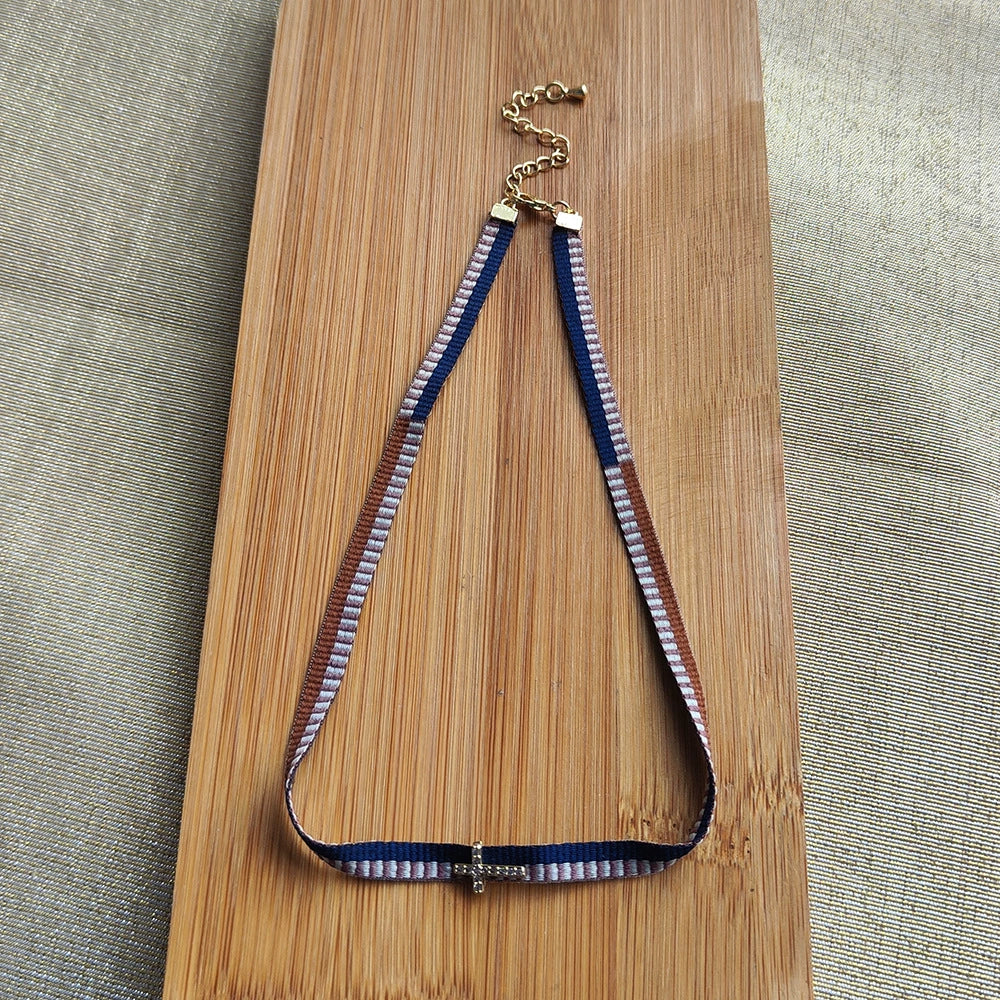Women's Handwoven Metal And Organic Glass Geometric Ball Chain Evil Eye Necklace - Image 9