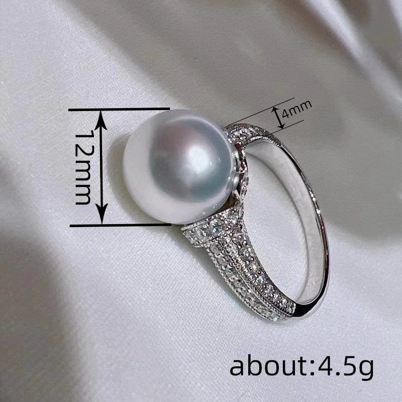 Women's Highend Geometric Copper Imitation Pearl Zircon Ring Jewelry - Image 4
