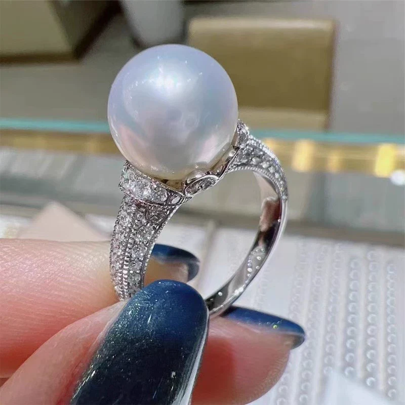 Women's Highend Geometric Copper Imitation Pearl Zircon Ring Jewelry - Image 6