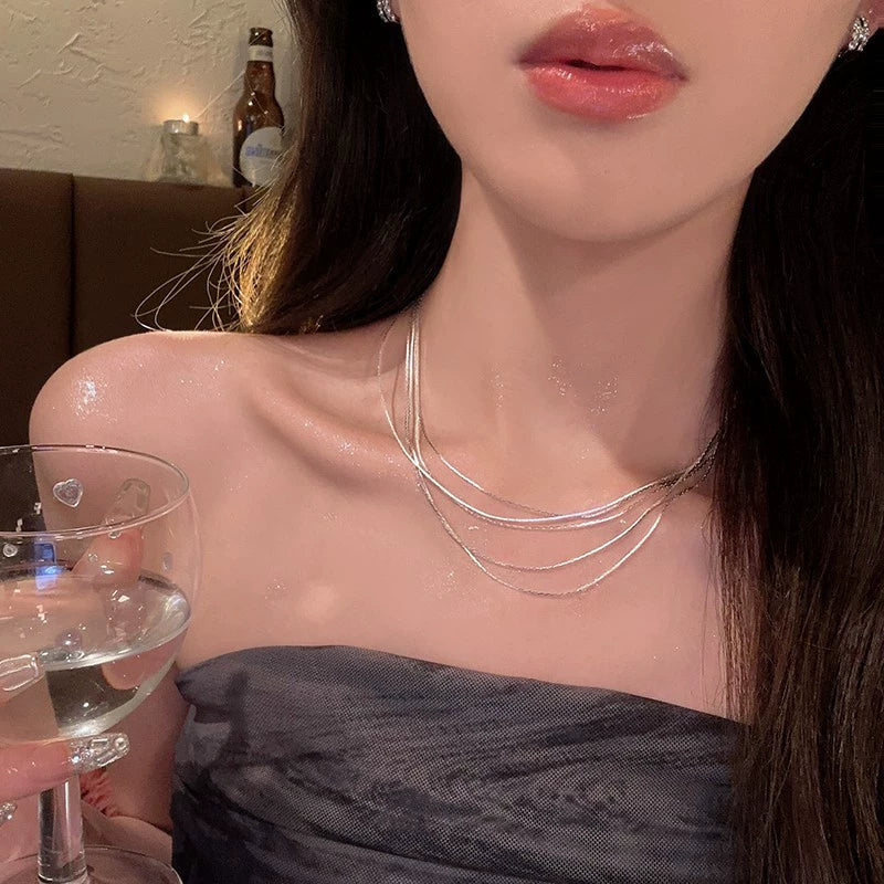 Women's Highend Light Luxury Metal Snake Bone Clavicle Necklace With Geometric Style And Electroplating