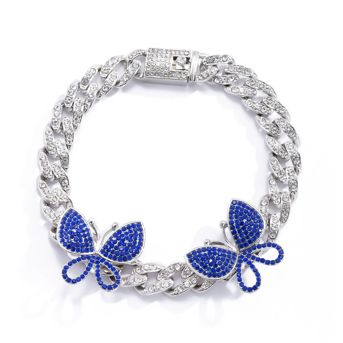 Women's Hiphop Punk Anklet With Rhinestone Inlay Large Butterfly Design Cuban Chain Style - Image 7