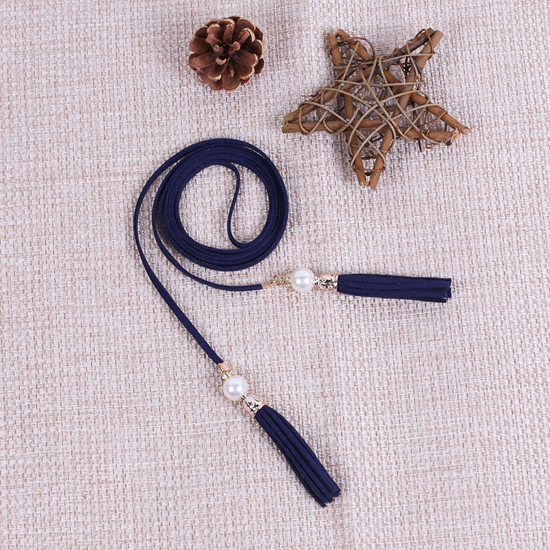 Women's Imitation Leather Thin Rope Belt Waist Accessories With Tassel For Clothing Decoration - Image 4