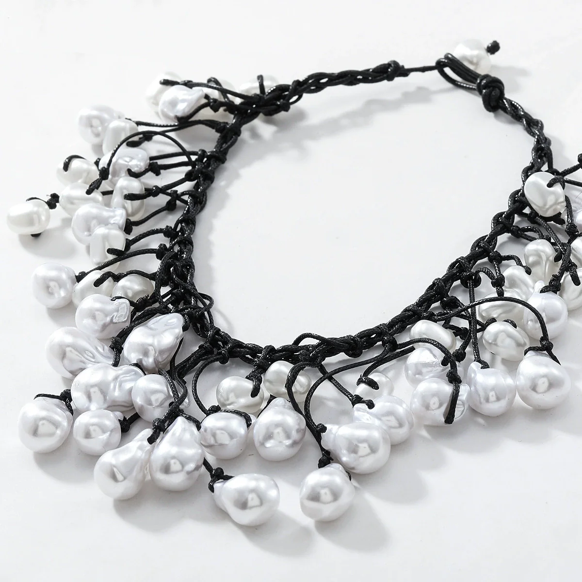 Women's Imitation Pearl Geometric Multilayer Handmade Necklace Choker Clavicle Chain - Image 2