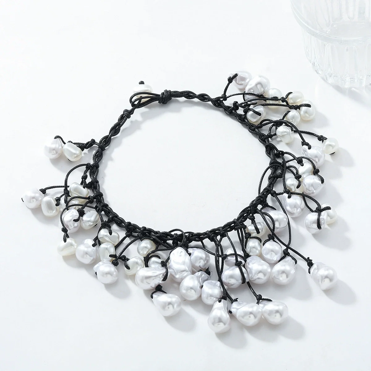 Women's Imitation Pearl Geometric Multilayer Handmade Necklace Choker Clavicle Chain - Image 3