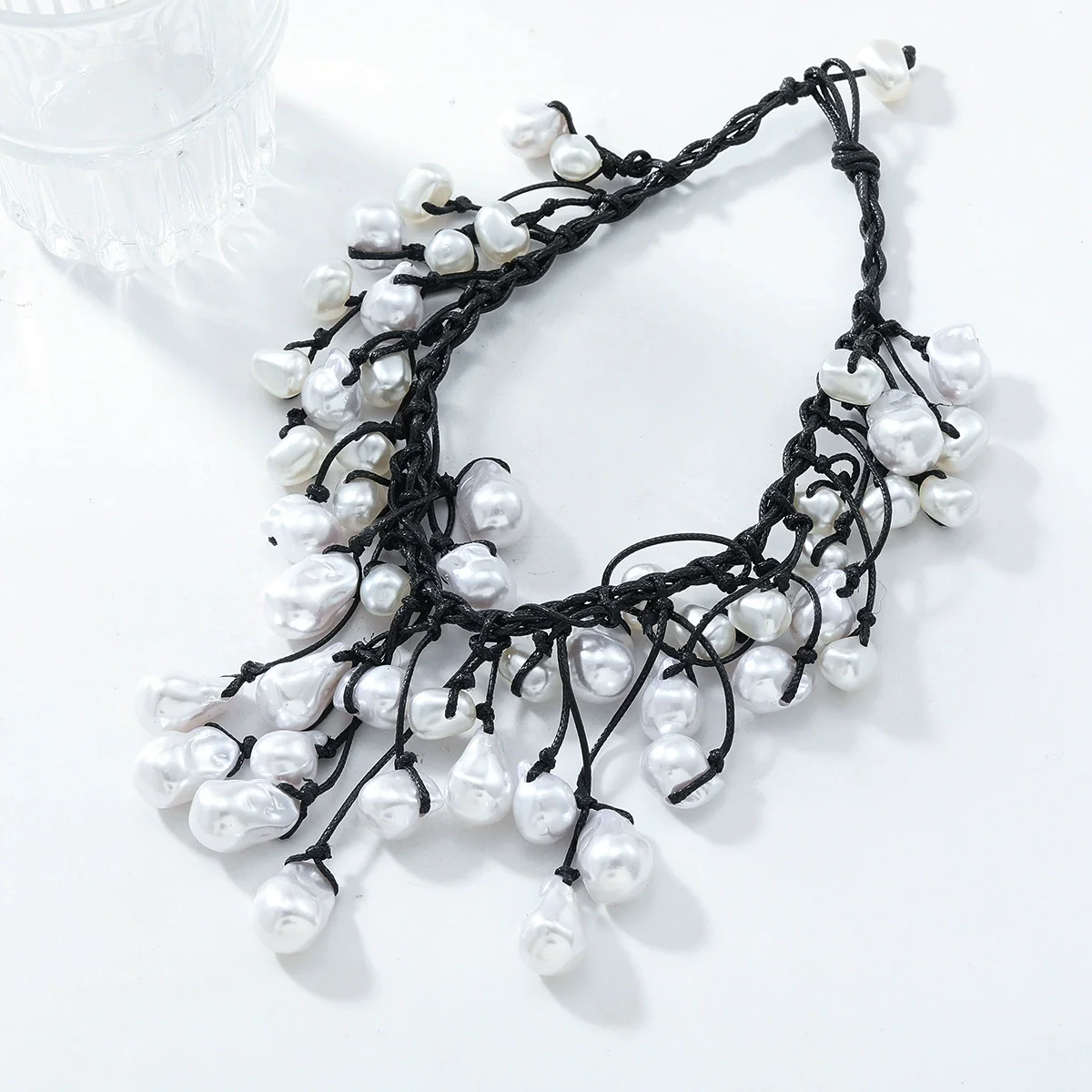 Women's Imitation Pearl Geometric Multilayer Handmade Necklace Choker Clavicle Chain - Image 4