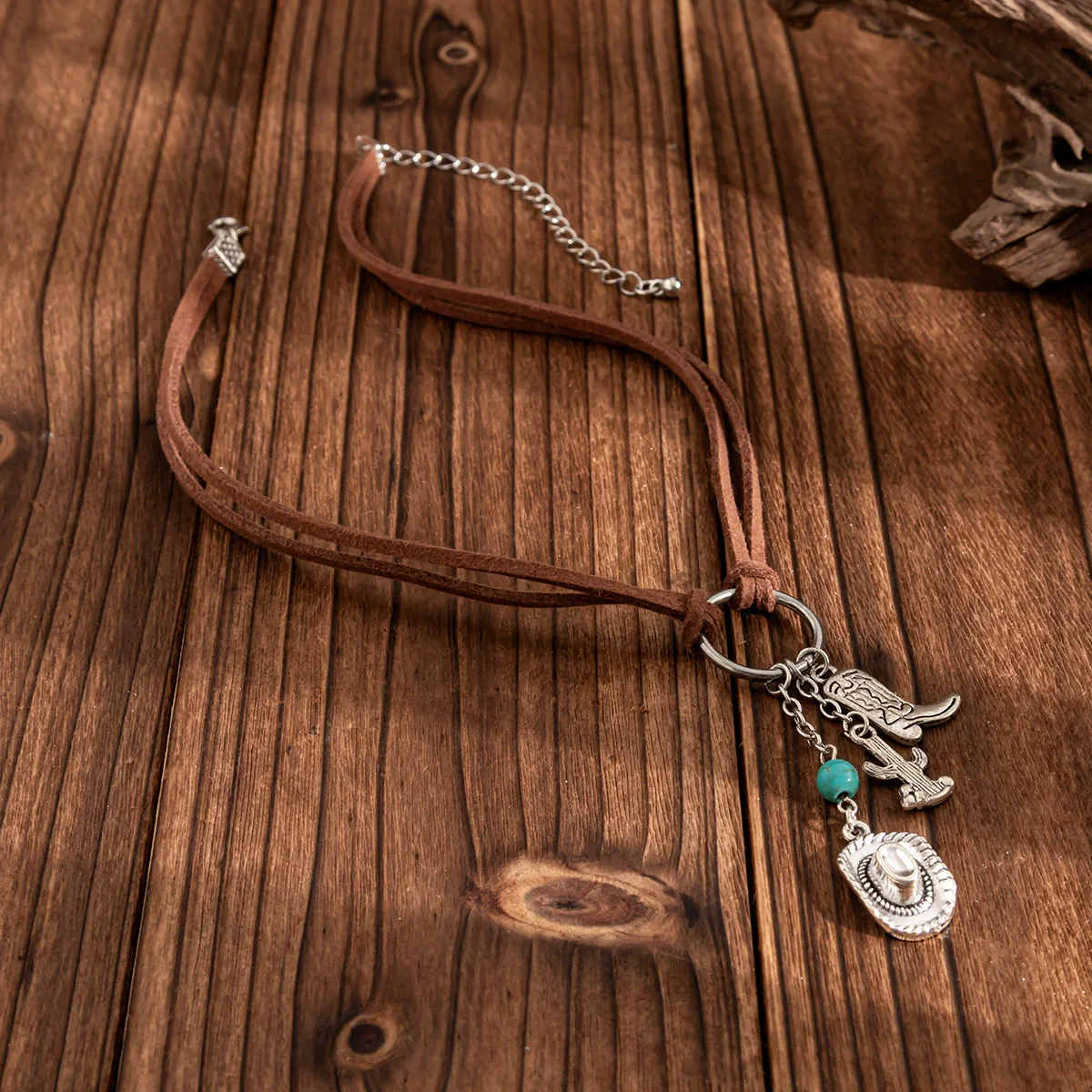 Women's Imitation Turquoise Ring Necklace Bohemian Style Clavicle Chain Alloy Pendant Geometric Pattern Electroplating - Image 4