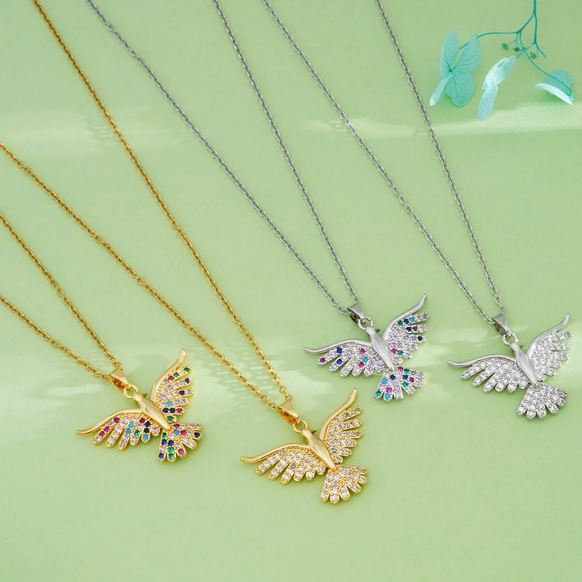 Women's Jewelry Copper Pendant Necklace With Angel Wings Animal Zodiac Pattern 18K Gold Plated Light Luxury Style - Image 2
