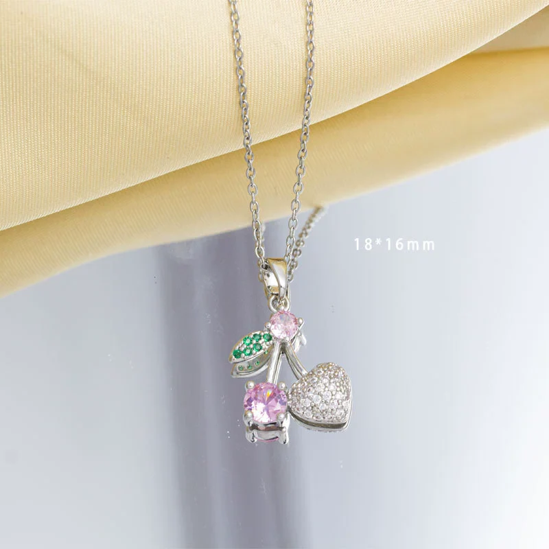Women's Jewelry Fruit Pendant Necklace With Gemstone And Zircon On Copper O Chain Electroplated In Light Luxury Style - Image 6