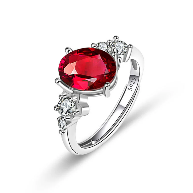 Women's Jewelry Geometric Sapphire Ring Inlaid With Colorful Ruby Emerald Copper Electroplating - Image 4