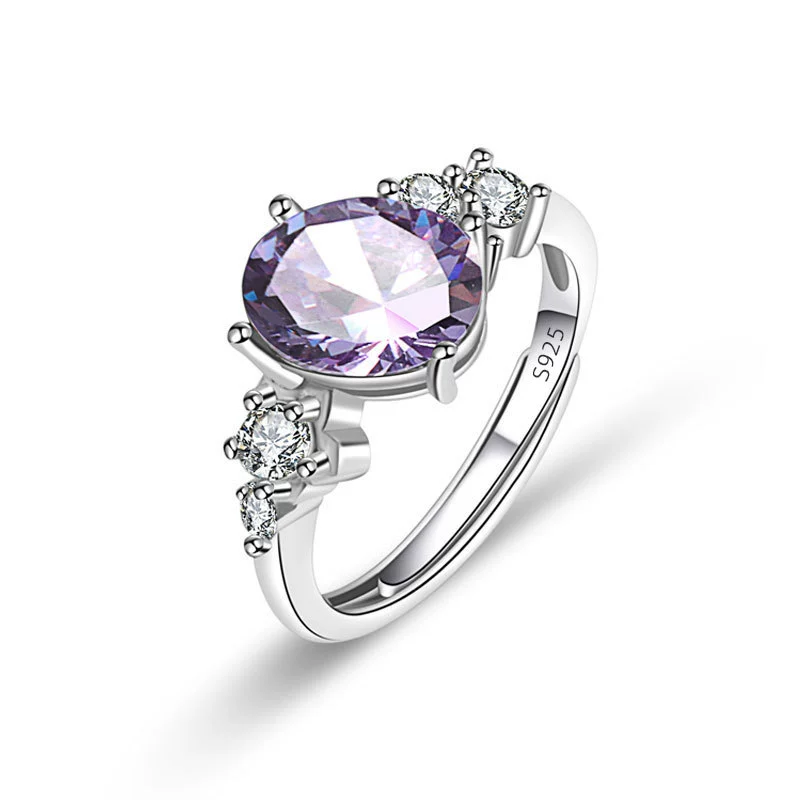 Women's Jewelry Geometric Sapphire Ring Inlaid With Colorful Ruby Emerald Copper Electroplating - Image 6