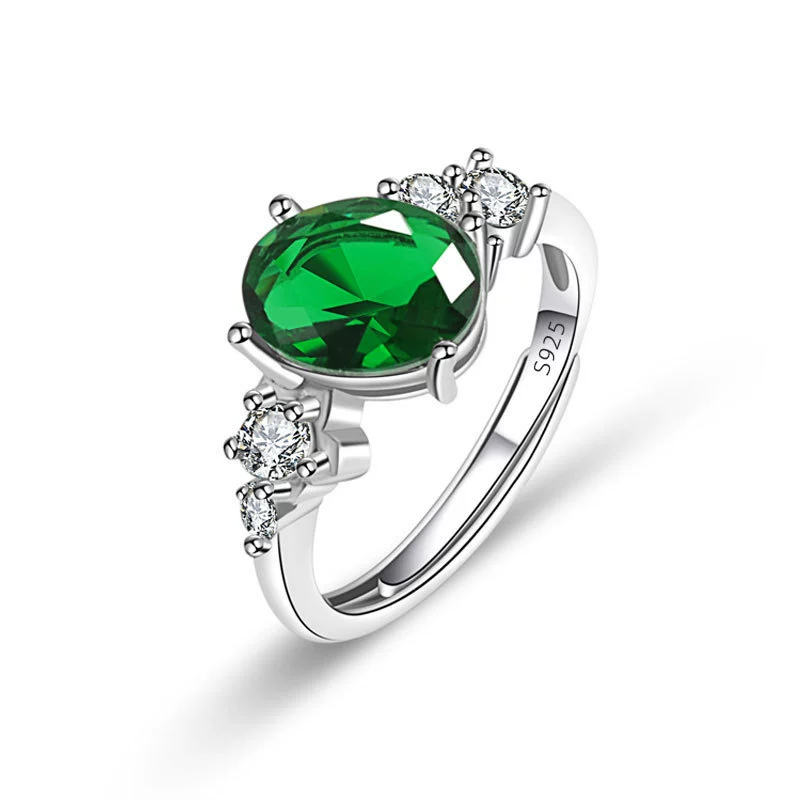Women's Jewelry Geometric Sapphire Ring Inlaid With Colorful Ruby Emerald Copper Electroplating - Image 8