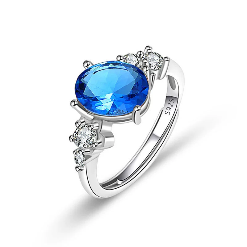 Women's Jewelry Geometric Sapphire Ring Inlaid With Colorful Ruby Emerald Copper Electroplating - Image 9