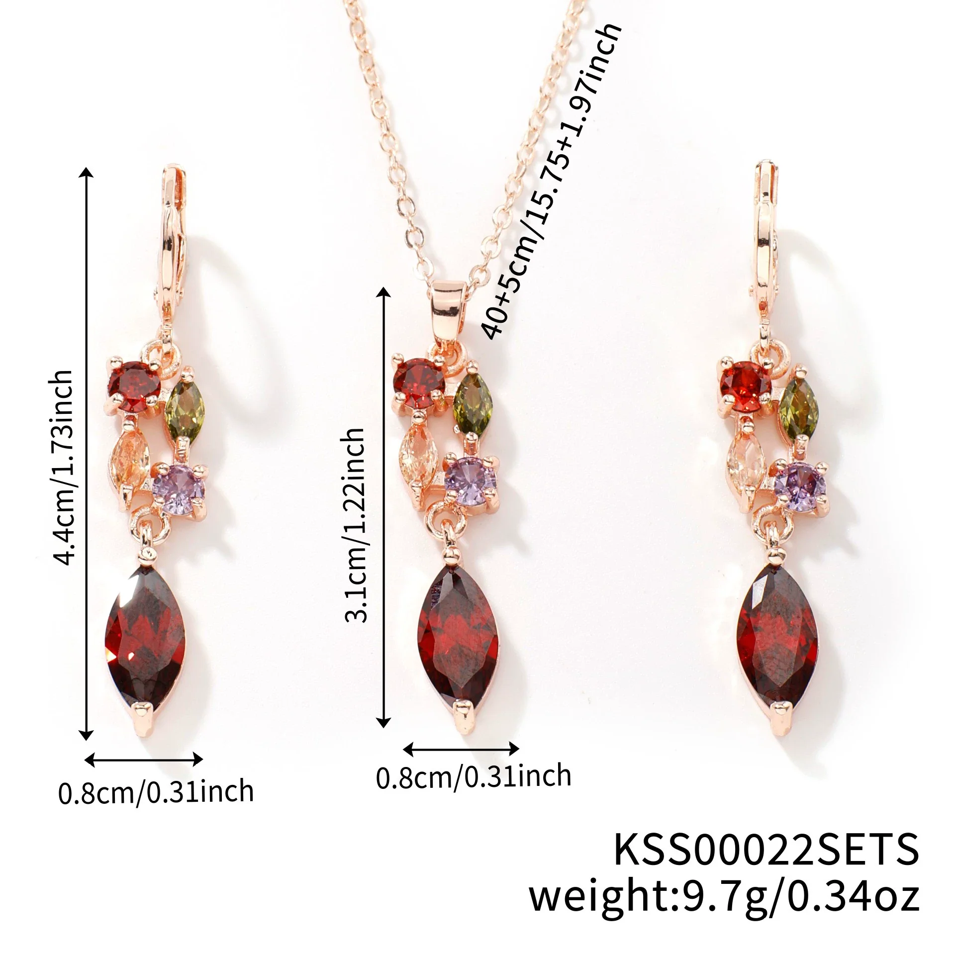 Women's Jewelry Twopiece Set With O Chain Stainless Steel Copper Zircon Glass Plants And Flowers Electroplated - Image 12