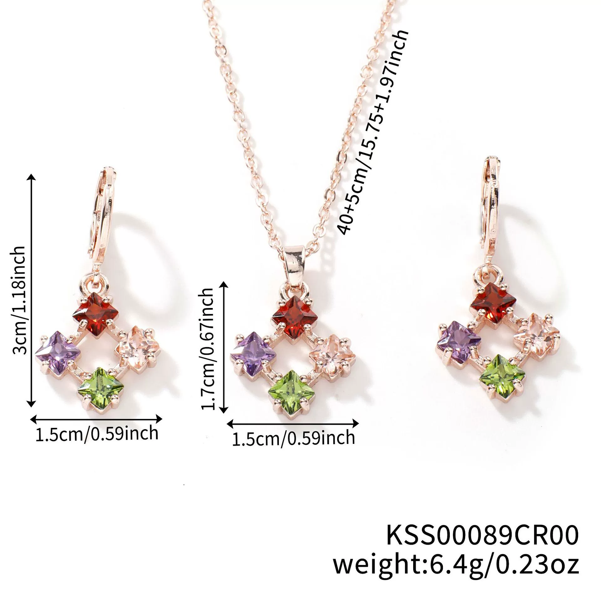 Women's Jewelry Twopiece Set With O Chain Stainless Steel Copper Zircon Glass Plants And Flowers Electroplated - Image 6