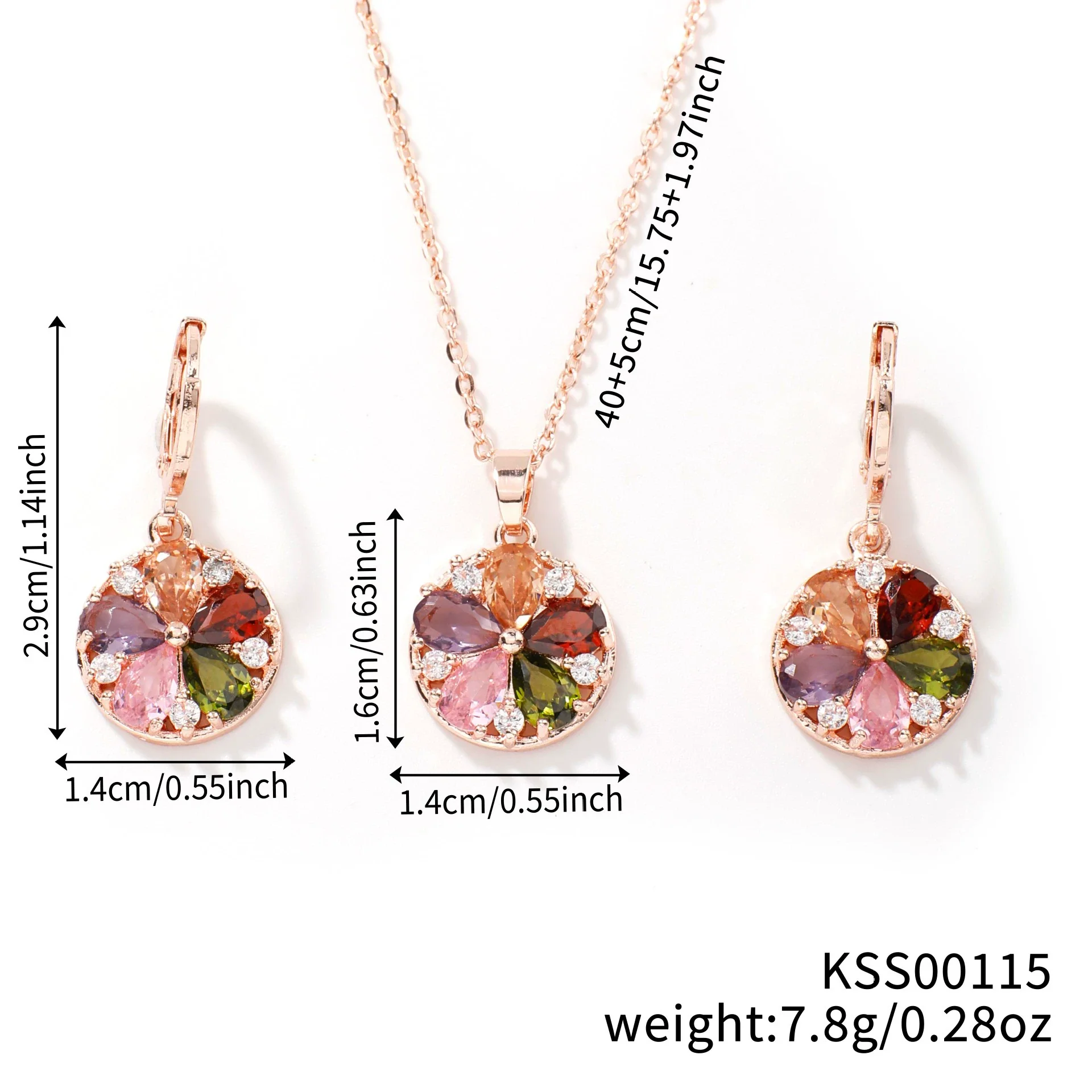 Women's Jewelry Twopiece Set With O Chain Stainless Steel Copper Zircon Glass Plants And Flowers Electroplated - Image 7