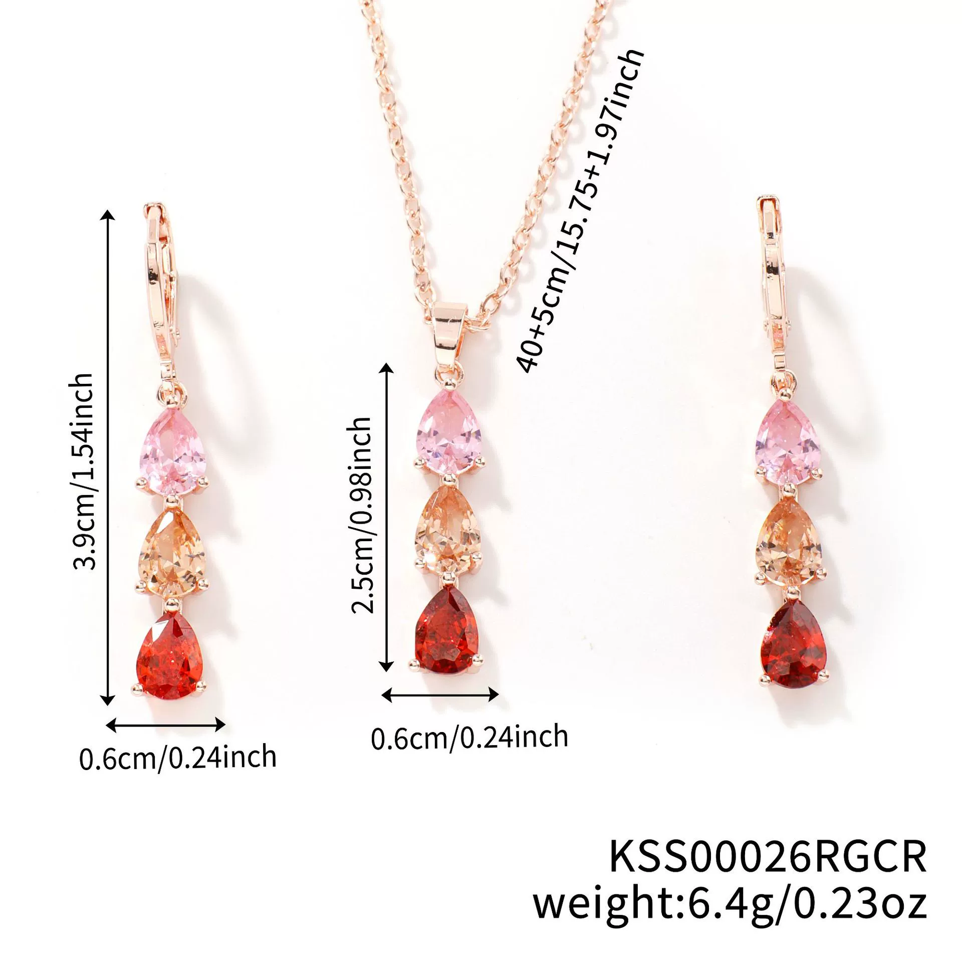 Women's Jewelry Twopiece Set With O Chain Stainless Steel Copper Zircon Glass Plants And Flowers Electroplated - Image 9