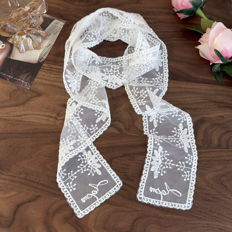 Women's Lace Silk Polyester Nylon Scarf With Plants Flowers Style - Image 10