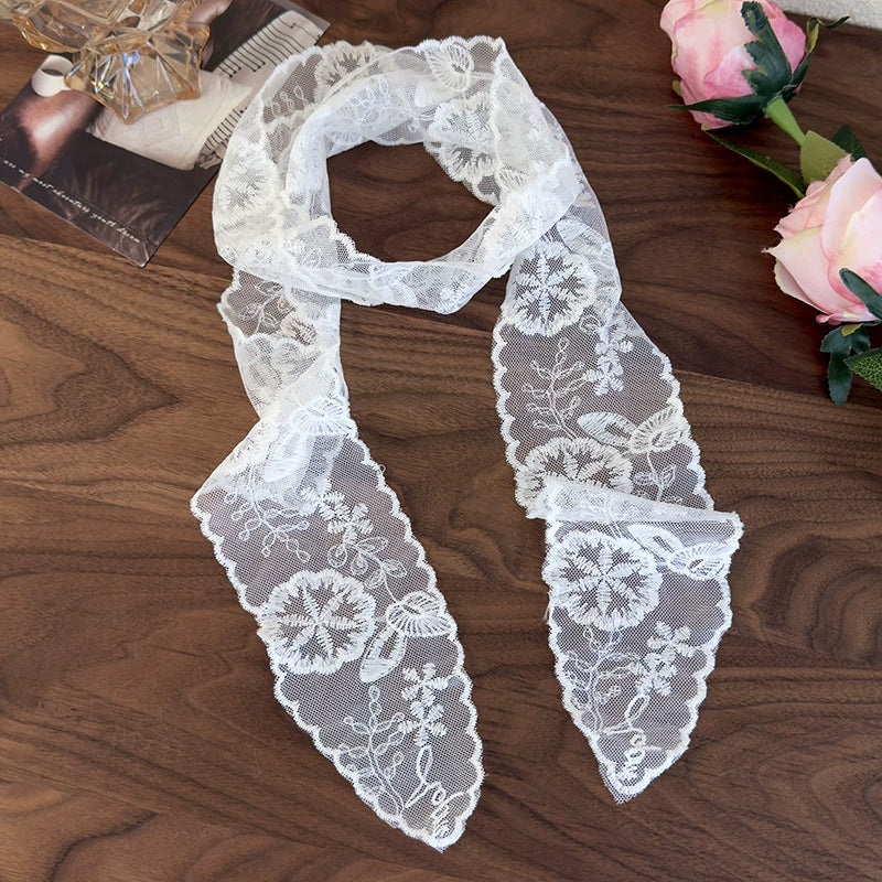 Women's Lace Silk Polyester Nylon Scarf With Plants Flowers Style - Image 4