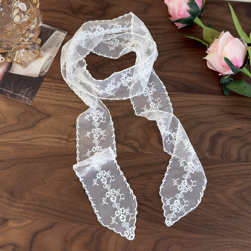Women's Lace Silk Polyester Nylon Scarf With Plants Flowers Style - Image 6