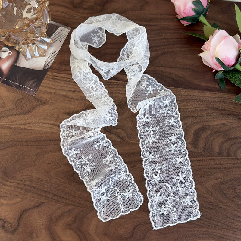 Women's Lace Silk Polyester Nylon Scarf With Plants Flowers Style - Image 7