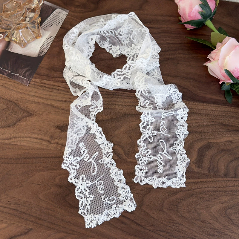 Women's Lace Silk Polyester Nylon Scarf With Plants Flowers Style - Image 8