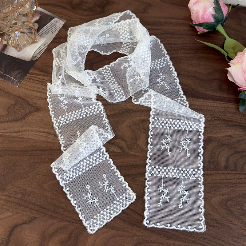 Women's Lace Silk Polyester Nylon Scarf With Plants Flowers Style - Image 9