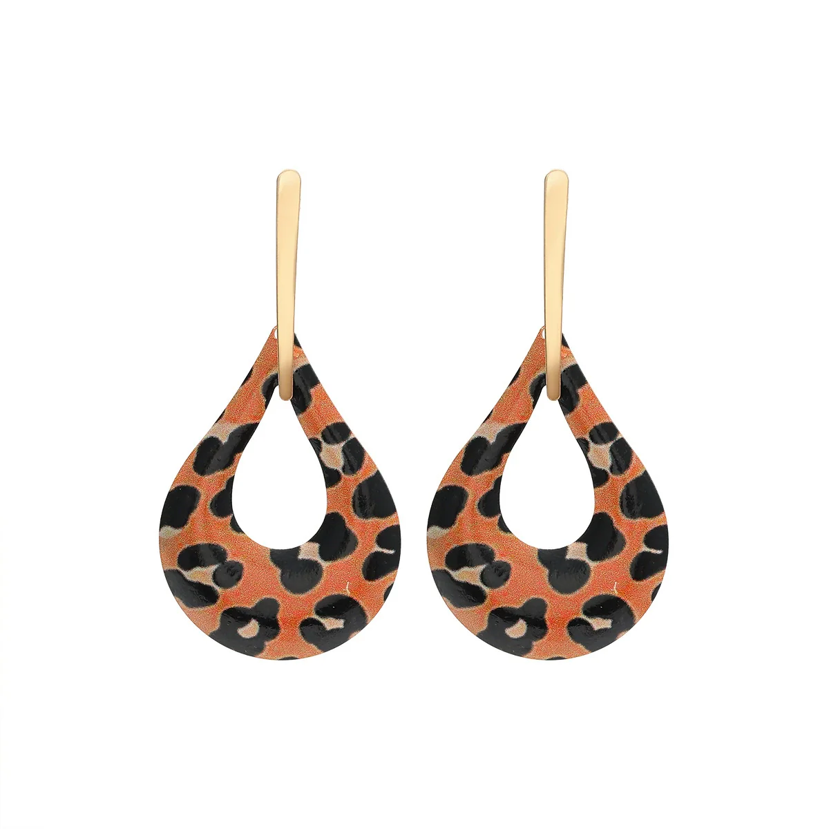 Women's Leather And Plastic Resin Drop Pendant Earrings Geometric Leopard Pattern Polishing Fashion Retro Style - Image 6