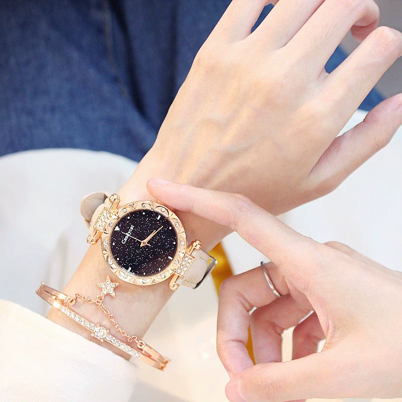 Women's Leisure Alloy And Imitation Leather Round Dial Watch With Ordinary Glass Mirror Spiral Crown And Pin Buckle - Image 14