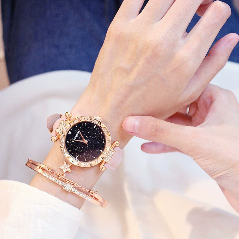 Women's Leisure Alloy And Imitation Leather Round Dial Watch With Ordinary Glass Mirror Spiral Crown And Pin Buckle - Image 4