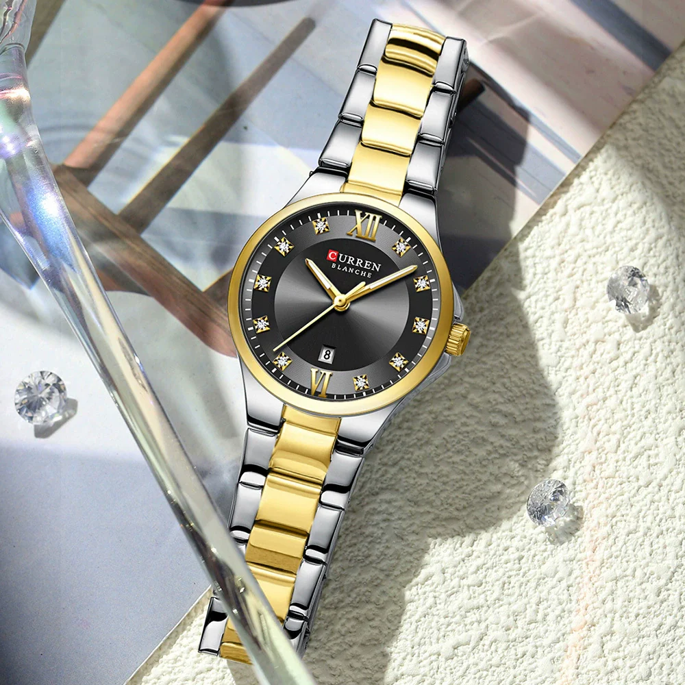 Women's Leisure Alloy And Stainless Steel Rhinestone Round Dial Quartz Watch - Image 4