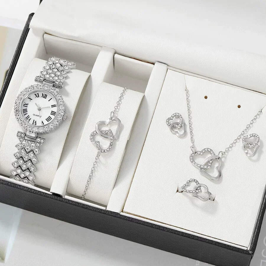 Women's Leisure Alloy And Stainless Steel Round Dial Diamond Watch With Roman Numerals - Image 2
