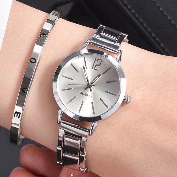 Women's Leisure Alloy Band Round Dial Quartz Watch With Rose Gold Pin Buckle - Image 2