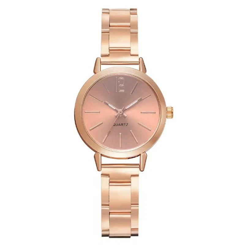 Women's Leisure Alloy Band Round Dial Quartz Watch With Rose Gold Pin Buckle - Image 7