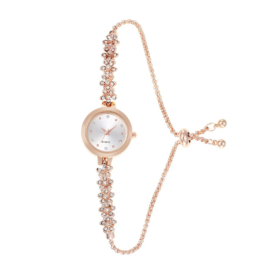 Women's Leisure Alloy Round Quartz Watch With Colored Diamond Thin Strap - Image 7