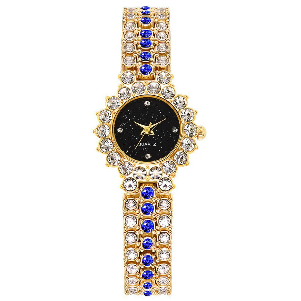 Women's Leisure Diamond Bracelet Watch Twopiece Set Alloy Case Imitation Leather Strap Titanium Metal Clasp Round Dial - Image 8