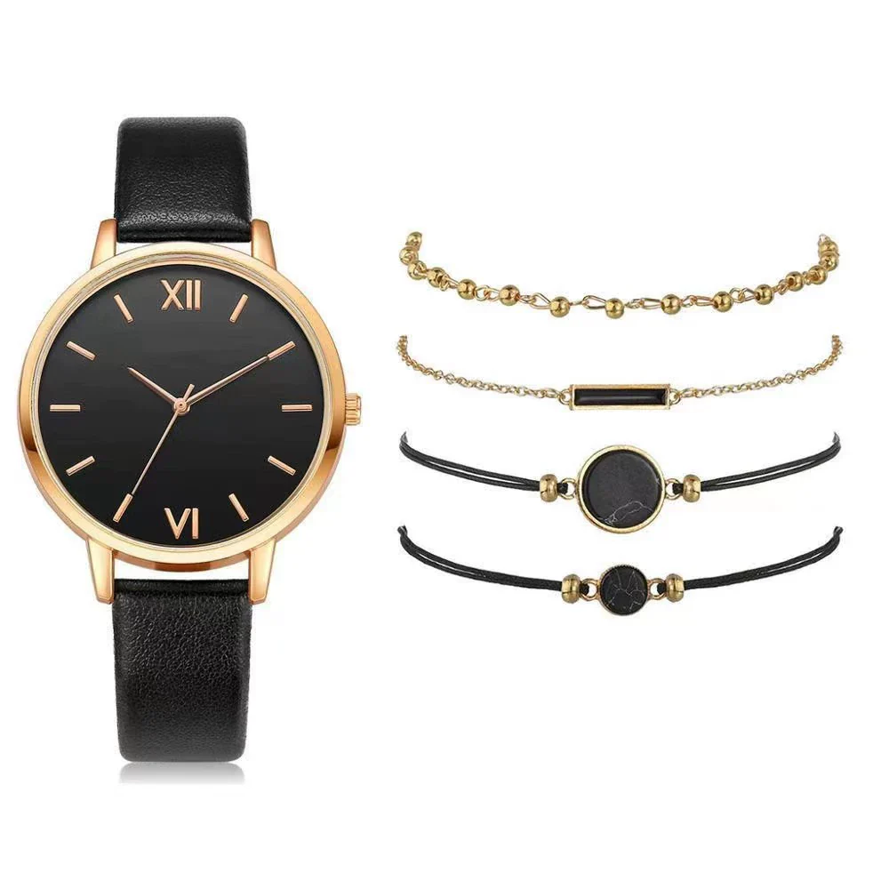 Women's Leisure Quartz Watch Set With Alloy Case Imitation Leather Strap And Round Dial - Image 15