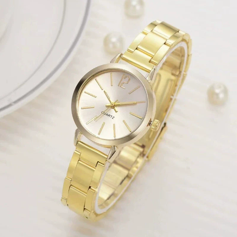 Women's Leisure Quartz Watch With Alloy Strap And Rose Gold Buckle - Image 3