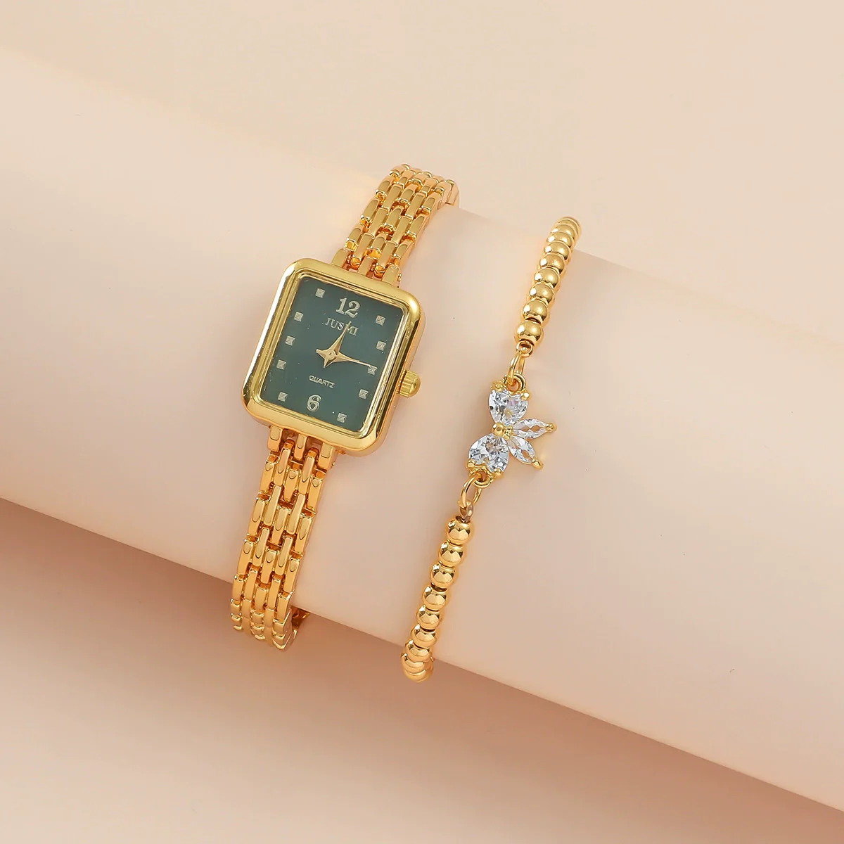 Women's Leisure Style Alloy Case Imitation Leather Strap Round Dial Watch With Spiral Crown And Pin Buckle - Image 4