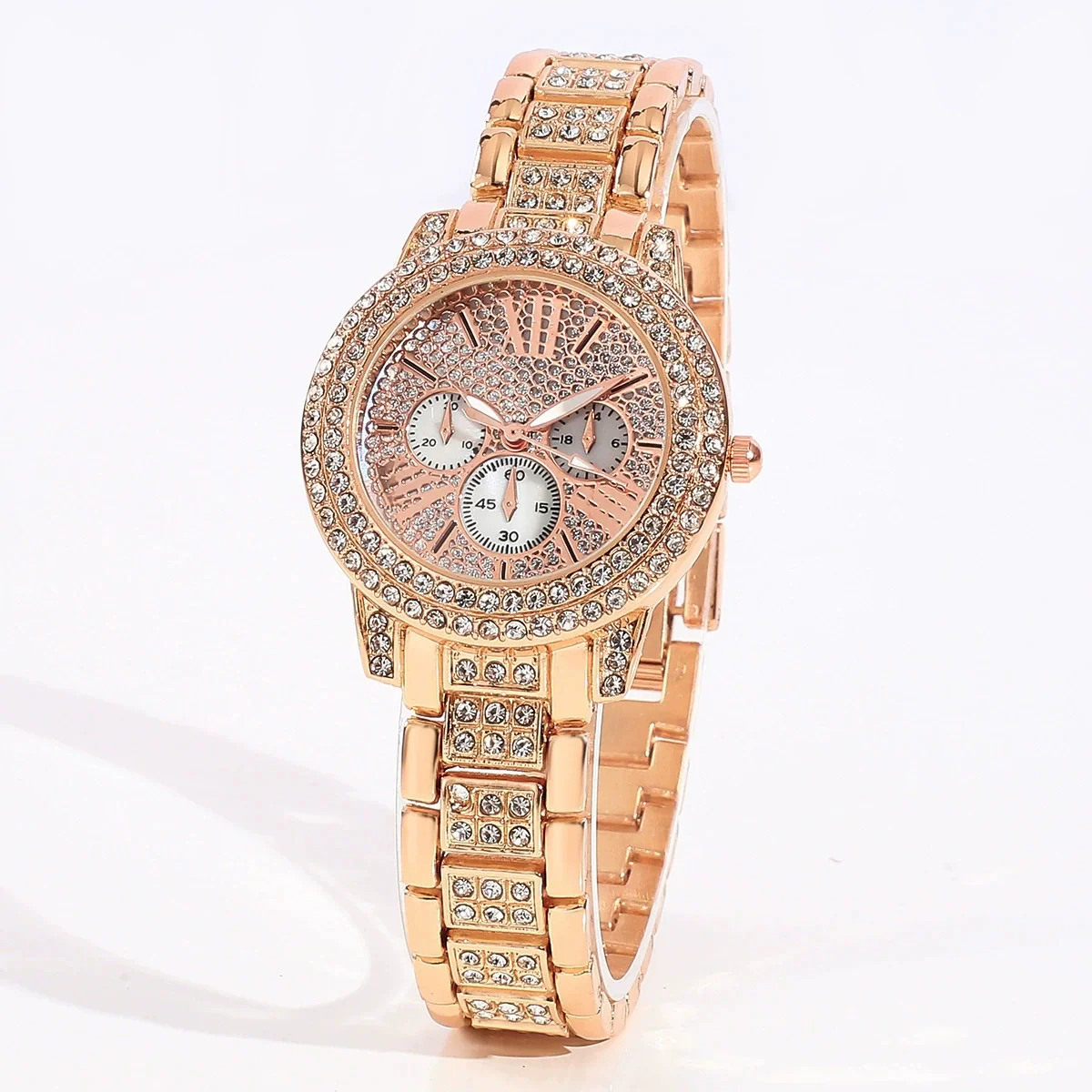 Women's Leisure Style Round Dial Alloy And Stainless Steel Watch With Full Diamond Highface Value - Image 2