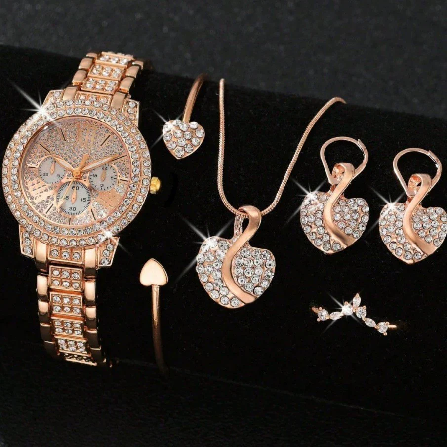 Women's Leisure Style Round Dial Alloy And Stainless Steel Watch With Full Diamond Highface Value - Image 8